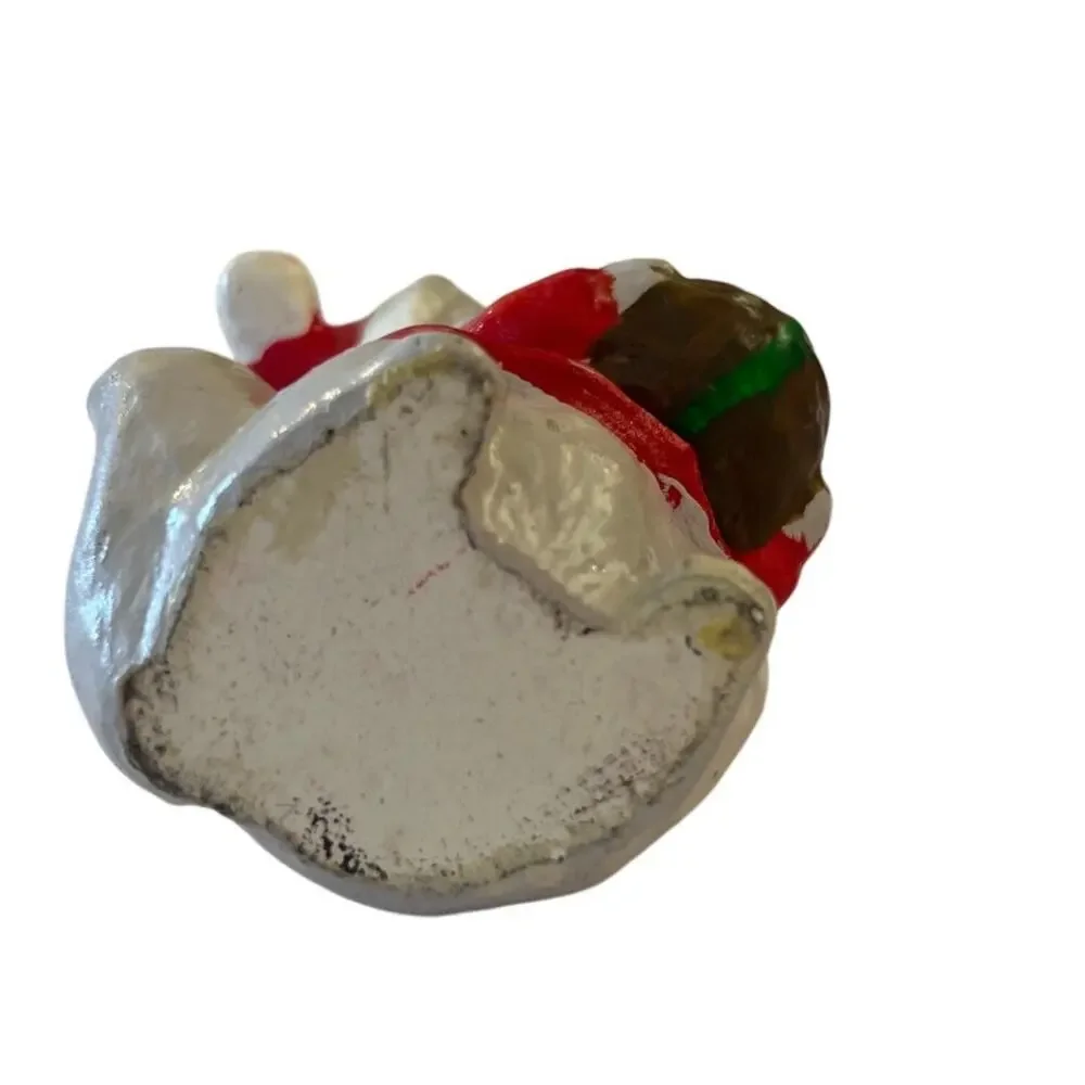 Vtg Christmas Mouse Figurine Santa Suit Holding‎ Nut Long Lashes MCM Japan Napco